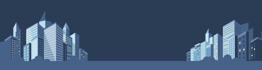 Fototapeta premium simple flat illustration of night cityscape