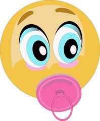 Expression d'un visage de bébé avec tétine dans la bouche	