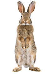 Adorable Brown Rabbit Standing on Hind Legs Front View
