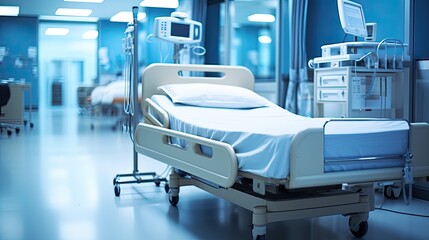 bed in hospital ER department, modern equipment