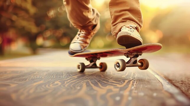 Skateboarder shoes demonstrate style in olympic sport concept, showcasing precise grip and technique