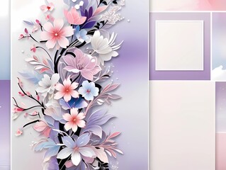 Naklejka premium 美しい透明感のあるテンプレート風花のイラストCGデザイン