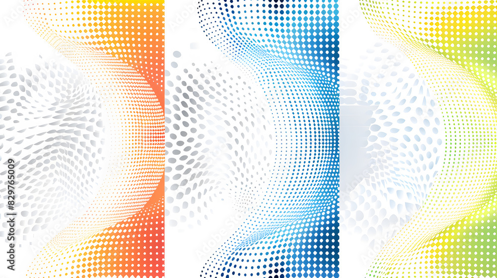 Aufkleber abstract halftone white background set in three colors. generative ai.