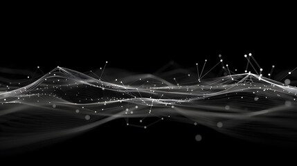 abstract lines with dots over dark background. connecting or big data concept. Generative AI.