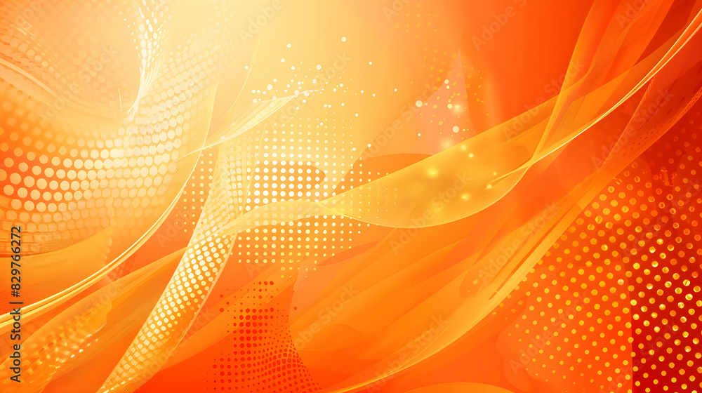 Poster abstract orange background with lines and halftone effect. generative ai.