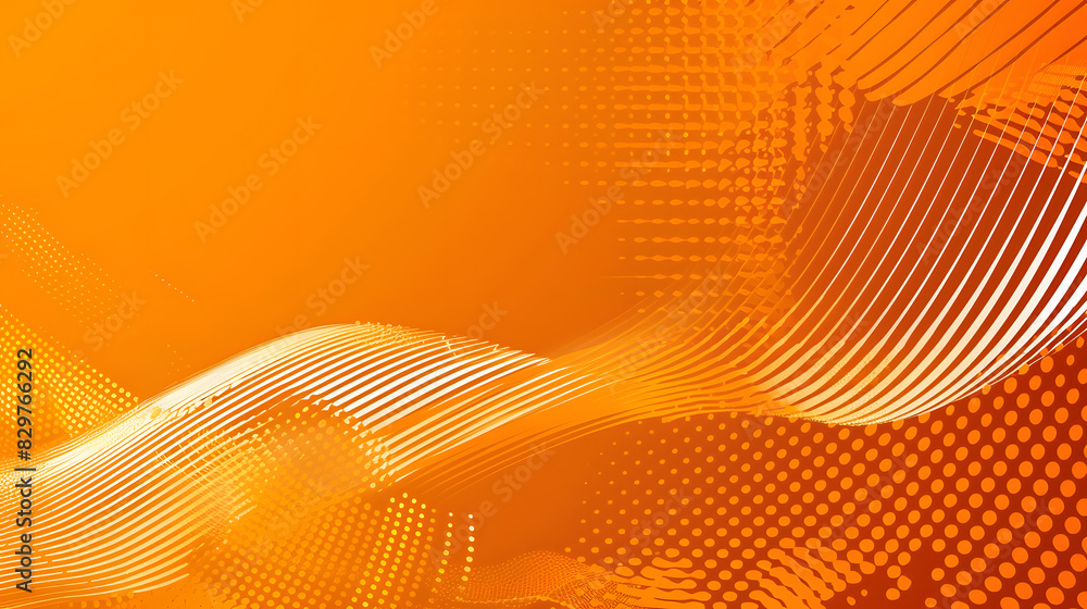 Poster abstract orange background with lines and halftone effect. generative ai.