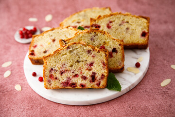 Homemade cranberry loaf cake