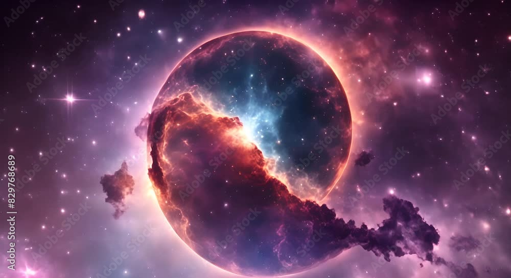 Poster nebula and galaxies in space seamless looping virtual video animation background