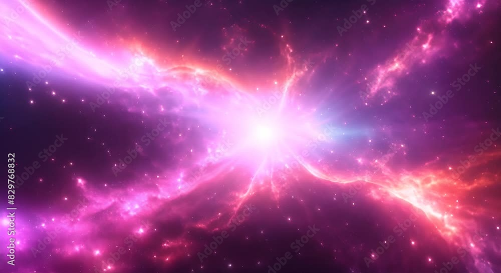 Poster space nebula video with rotating dynamic zoom effect and particles animation