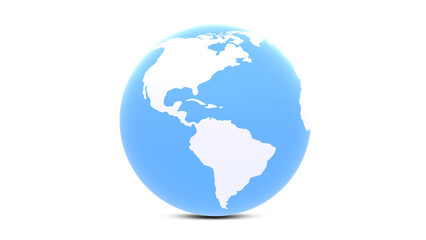 3d blue and white earth globe isolated on white. Copy space illustration background.