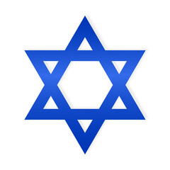 National emblem symbol of Israel Star of David in a flat style on a transparent background. Israeli symbol icon emblem. Symbol, icon, emblem, banner, background