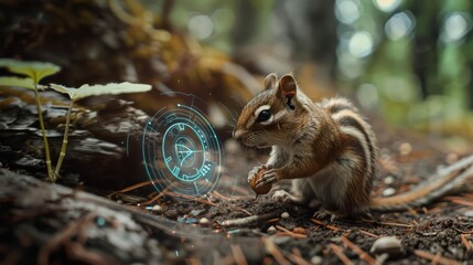 Obraz premium A chipmunk scurried across the forest floor