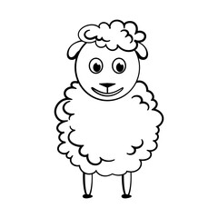 Vector illustration of sheep doodle on transparent background