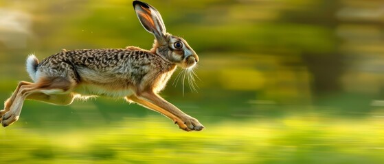 Fototapeta premium A hare darted across the field