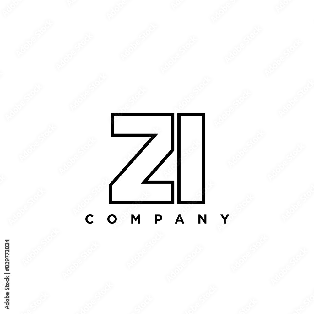 Poster letter z and i, zi logo design template. minimal monogram initial based logotype.