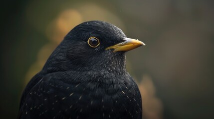 Close Up of a Male Common Blackbird