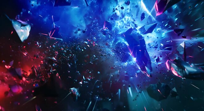 a fractured quantum realm, where broken shards of data float in a void of uncertainty,