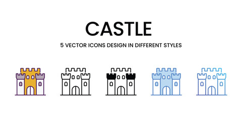 Castle icons vector set stock illustration.