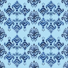 Classic Blue and Black Ikat Pattern