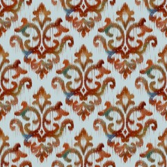 Rustic Brown and Green Ikat Pattern