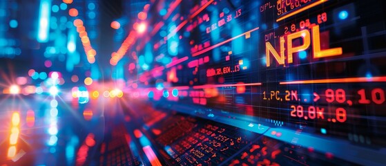 Fototapeta premium Abstract light trails and data visualization with the acronym NPL, representing modern technology and information processing.