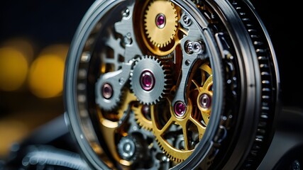 Take a macro shot of the inner workings of a watch focused: Zooming in on the intricate mechanics...