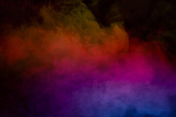 Orange and red steam on a black background.