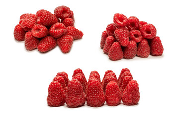 Tasty raspberries isolated on  white background.
