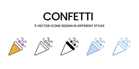 Confetti icons vector set stock illustration.