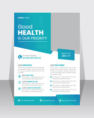 Corporate healthcare and medical a4 flyer design template