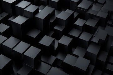 Fototapeta premium 3D-rendered abstract geometric blocks set against a black background.