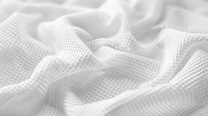 Obraz premium Waffle white fabric. Texture of cotton textile. Embossed checkered material.