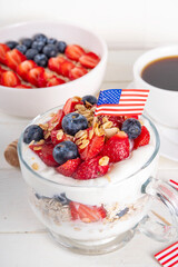 USA patriotic layered granola dessert