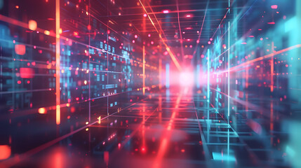 Fototapeta premium Digital virtual space with depth of field