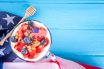 USA patriotic layered granola dessert