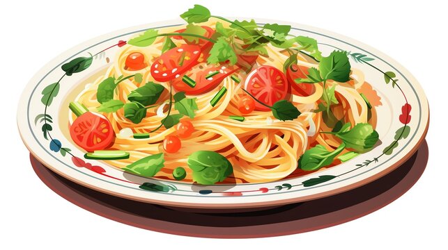 recommend clip art: pasta dish flat design side view Italian flavors water color Analogous Color Scheme