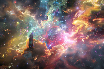 Fototapeta premium Ethereal Body, Mystic Form, Galactic Spirit, Otherworldly Figure, Astral Self, Cosmic Essence