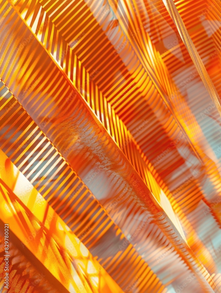 Poster the image is a close up of a piece of orange fabric with a pattern of stripes. the stripes are arran