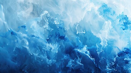 A blue and white background with a lot of smoke and water