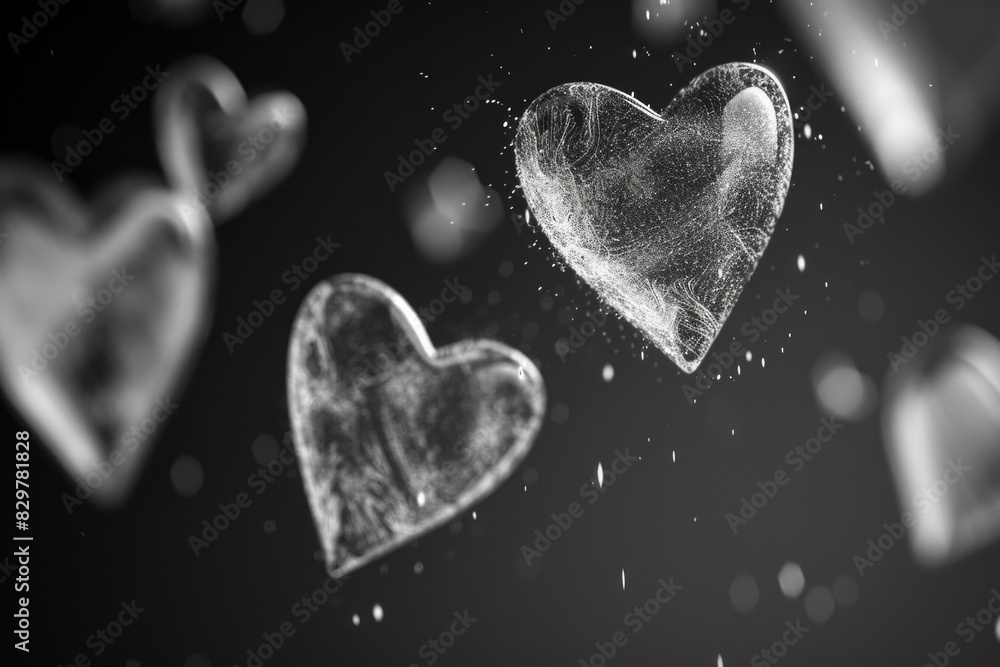 Aufkleber a series of hearts are floating in the air, with one of them being larger than the others. concept o