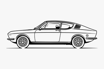 Fototapeta premium Hand drawn car outline vector image. Vehicle art. Side view.