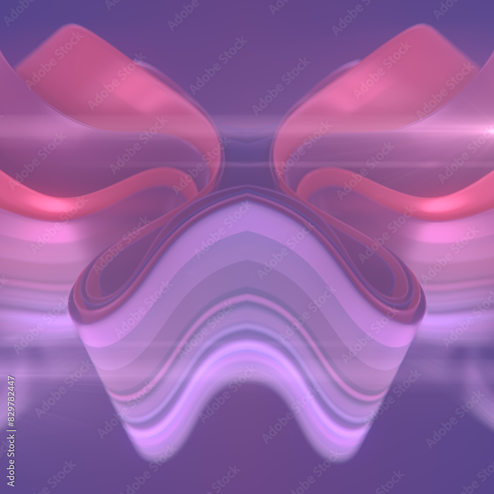 Poster Modern symmetrical colorful background with trendy neon wave gradient. 3d rendering digital illustration