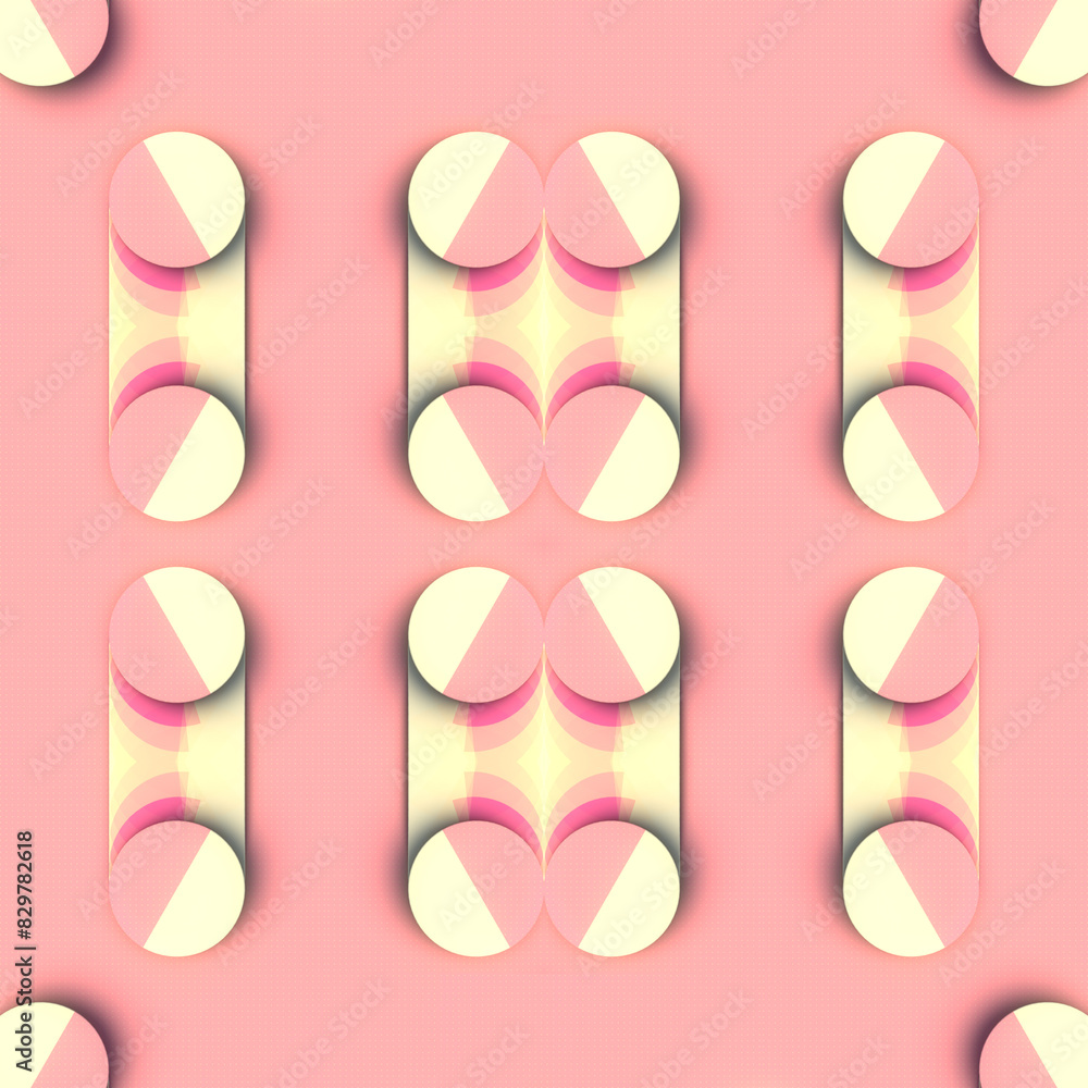 Aufkleber Abstract design with a repeating multicolored pattern with a pink and white gradient. 3d rendering digital illustration