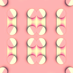 Abstract design with a repeating multicolored pattern with a pink and white gradient. 3d rendering digital illustration