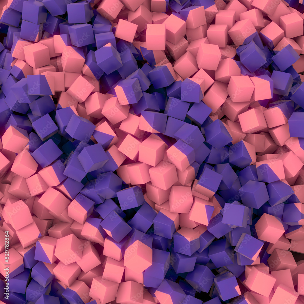 Aufkleber 3d rendering digital illustration of an abstract pattern consisting of many small cubes