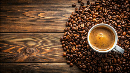 Freshly roasted coffee beans beside a cup of steaming coffee for a morning caffeine boost