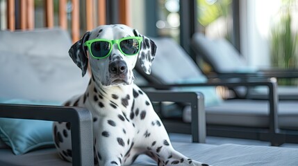 Stylish Dalmatian Chillaxing on Couch