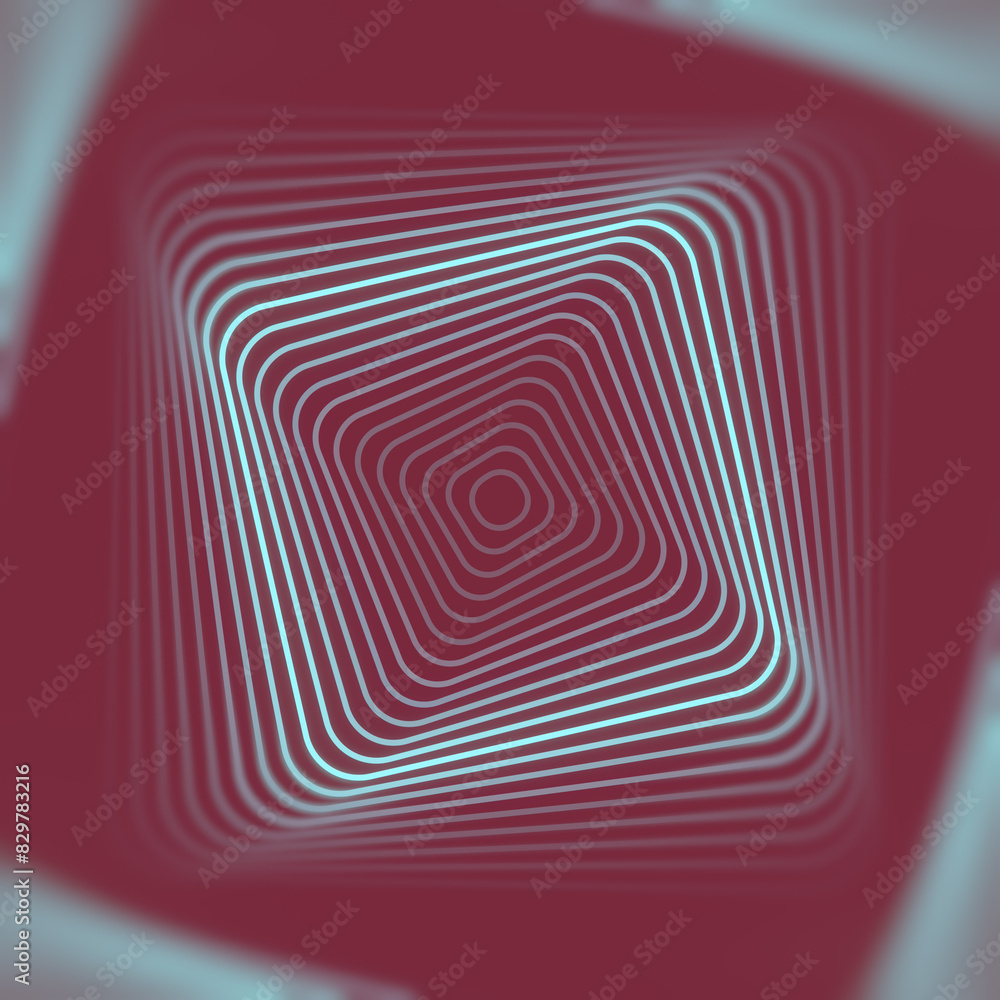Aufkleber 3d rendering digital illustration with the illusion of rotating light blue light waves