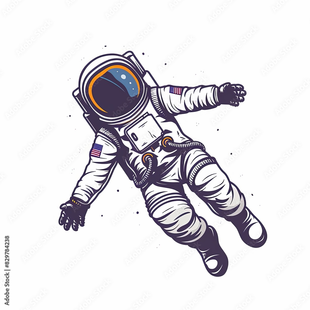 Wall mural a man in a white spacesuit is floating in space