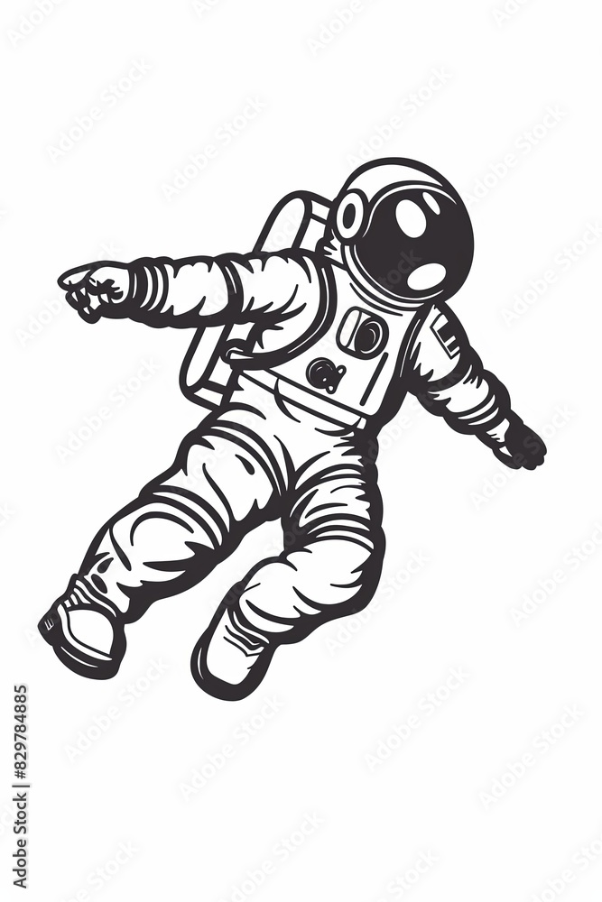 Canvas Prints a black and white drawing of a man in a spacesuit